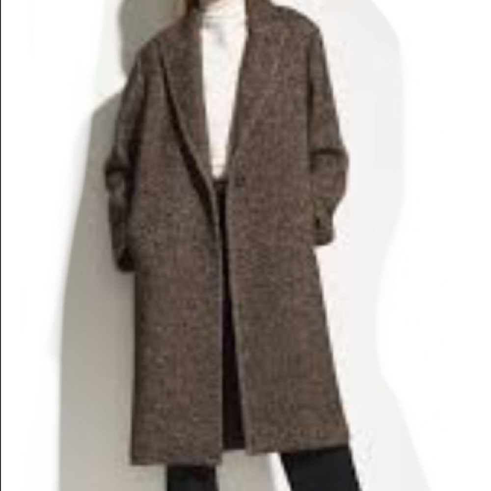 VINCE | WOOL BLEND TWILL COAT in CHOCOLATE